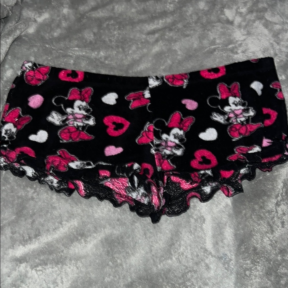 Disney Black and Pink Minnie Mouse Lounge Shorts